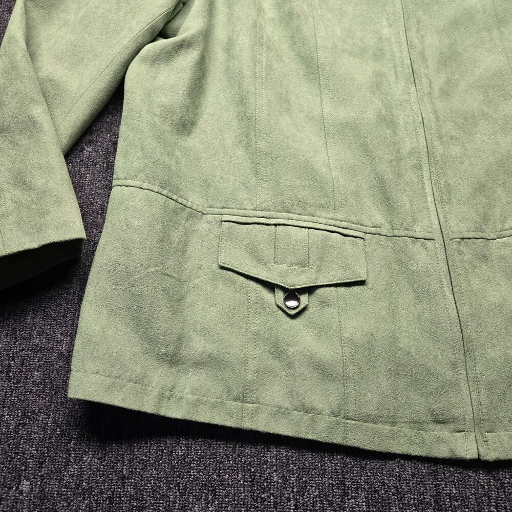 NEW CJ Banks Suede Jacket Women’s Plus 1X Green Zip Front Casual Coat 16/18W - Picture 2 of 13